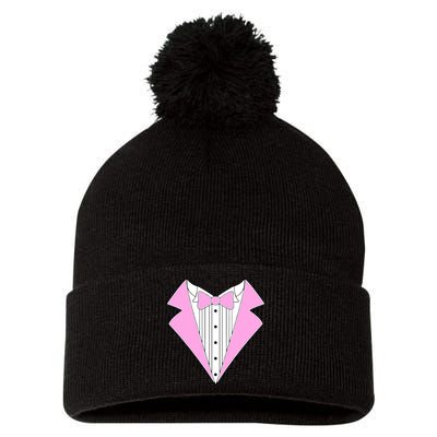 Pink Tux Party Tuxedo Pom Pom 12in Knit Beanie