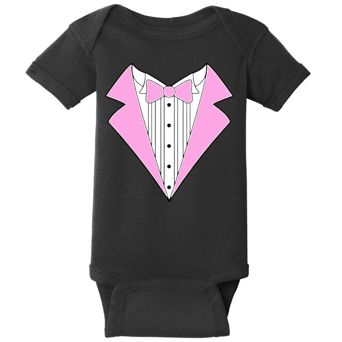 Pink Tux Party Tuxedo Baby Bodysuit