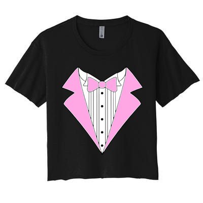 Pink Tux Party Tuxedo Crop Top