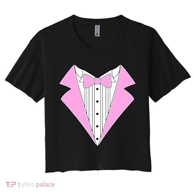 Pink Tux Party Tuxedo Crop Top