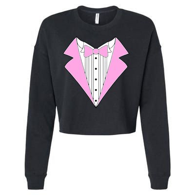 Pink Tux Party Tuxedo Cropped Pullover Crew