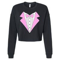 Pink Tux Party Tuxedo Cropped Pullover Crew