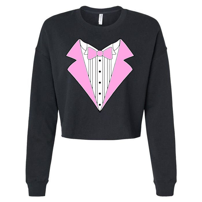Pink Tux Party Tuxedo Cropped Pullover Crew