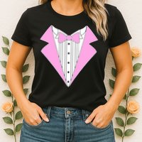 Pink Tux Party Tuxedo Womens T-Shirt