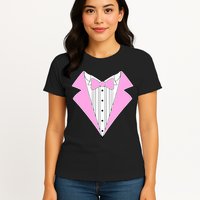 Pink Tux Party Tuxedo Womens T-Shirt