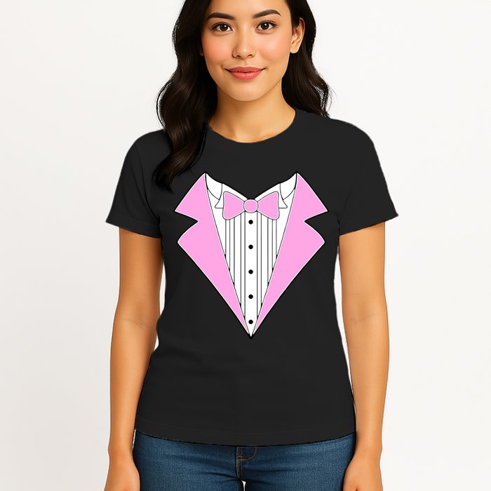 Pink Tux Party Tuxedo Womens T-Shirt