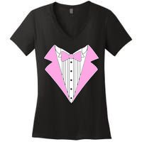 Pink Tux Party Tuxedo Women's V-Neck T-Shirt