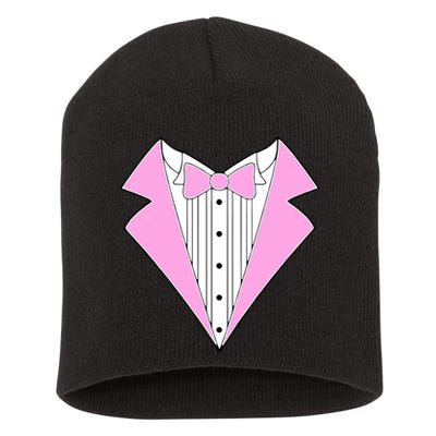 Pink Tux Party Tuxedo Short Acrylic Beanie