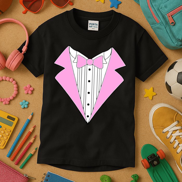 Pink Tux Party Tuxedo Kids T-Shirt