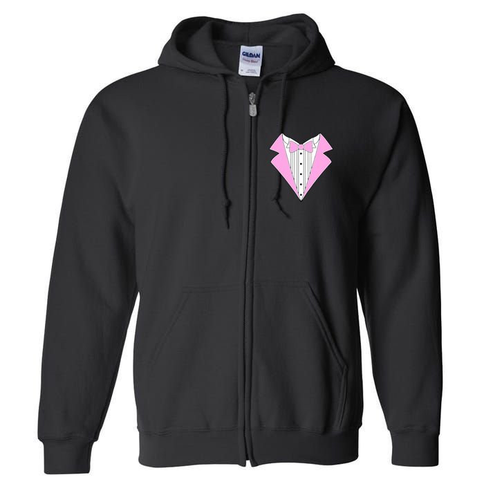 Pink Tux Party Tuxedo Full Zip Hoodie