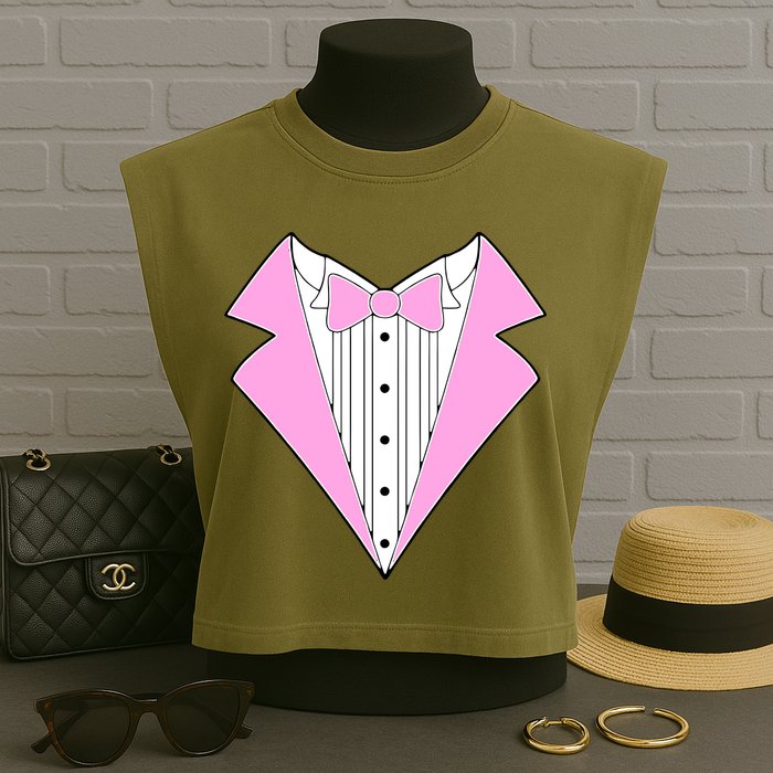 Pink Tux Party Tuxedo Garment-Dyed Women's Muscle Tee
