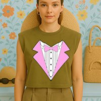 Pink Tux Party Tuxedo Garment-Dyed Women's Muscle Tee