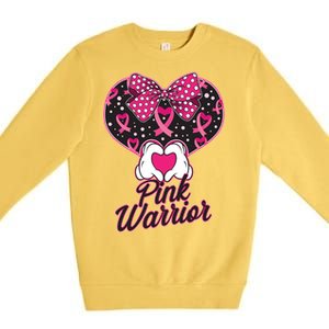 Pink Warrior Breast Cancer Awareness Premium Crewneck Sweatshirt