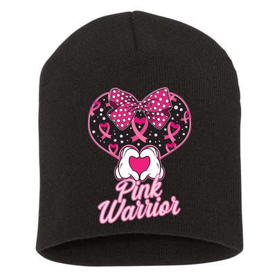 Pink Warrior Breast Cancer Awareness Short Acrylic Beanie