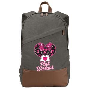 Pink Warrior Breast Cancer Awareness Cotton Canvas Backpack