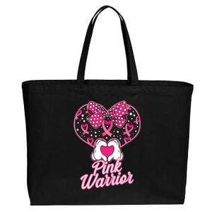 Pink Warrior Breast Cancer Awareness Cotton Canvas Jumbo Tote