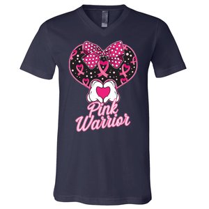 Pink Warrior Breast Cancer Awareness V-Neck T-Shirt