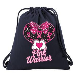 Pink Warrior Breast Cancer Awareness Drawstring Bag