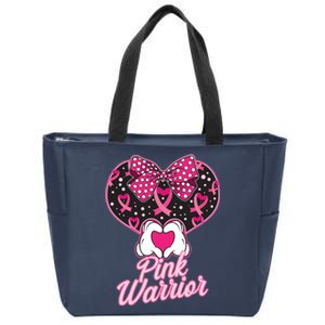 Pink Warrior Breast Cancer Awareness Zip Tote Bag