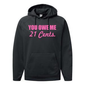 Pink You Owe Me 21 Cents. Feminists Performance Fleece Hoodie