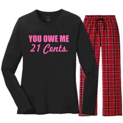 Pink You Owe Me 21 Cents. Feminists Women's Long Sleeve Flannel Pajama Set 