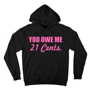 Pink You Owe Me 21 Cents. Feminists Tall Hoodie