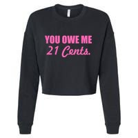 Pink You Owe Me 21 Cents. Feminists Cropped Pullover Crew