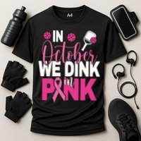 Pickleball In October We Dink In Pink Breast Cancer Cooling Performance Crew T-Shirt