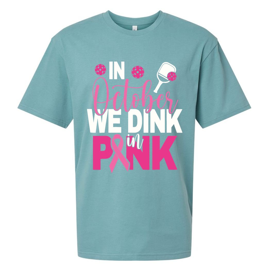 Pickleball In October We Dink In Pink Breast Cancer Sueded Cloud Jersey T-Shirt