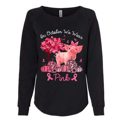 Pig In October We Wear Pink Pumpkin Breast Cancer Womens California Wash Sweatshirt