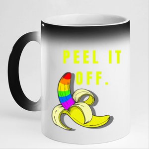 Peel It Off Banana Lesbian Gay Ice Lgbt Pride Funny Gift 11oz Black Color Changing Mug