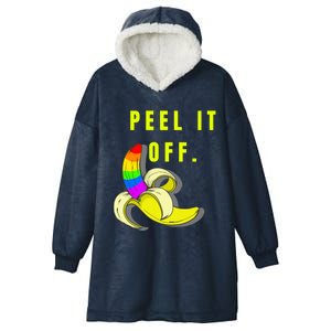 Peel It Off Banana Lesbian Gay Ice Lgbt Pride Funny Gift Hooded Wearable Blanket