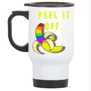 Peel It Off Banana Lesbian Gay Ice Lgbt Pride Funny Gift Stainless Steel Travel Mug