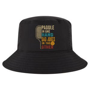 Paddle In One Hand Dad Jokes In The Other Pickleball Funny Cool Comfort Performance Bucket Hat