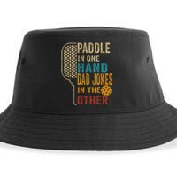 Paddle In One Hand Dad Jokes In The Other Pickleball Funny Sustainable Bucket Hat