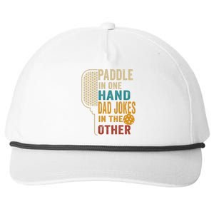 Paddle In One Hand Dad Jokes In The Other Pickleball Funny Snapback Five-Panel Rope Hat