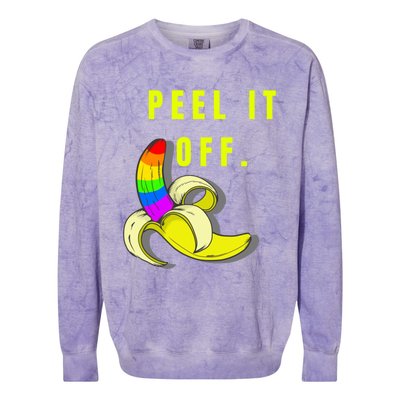 Peel It Off Banana Lesbian Gay Ice Lgbt Pride Gift Colorblast Crewneck Sweatshirt