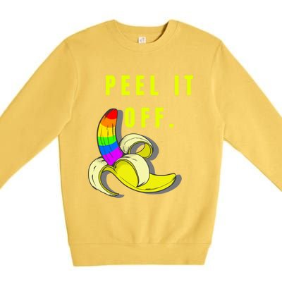 Peel It Off Banana Lesbian Gay Ice Lgbt Pride Gift Premium Crewneck Sweatshirt