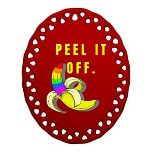 Peel It Off Banana Lesbian Gay Ice Lgbt Pride Gift Ceramic Oval Ornament