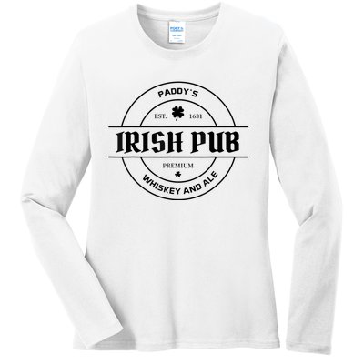 Paddy's Irish Pub Whiskey And Ale St Patrick's Day Ladies Long Sleeve Shirt