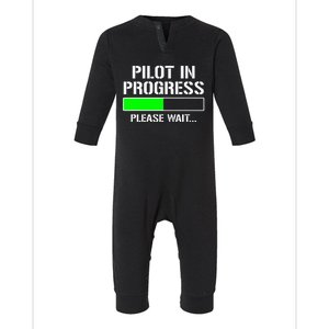 Pilot In Progress Funny Flight School Student Infant Fleece One Piece