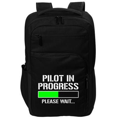 Pilot In Progress Funny Flight School Student Impact Tech Backpack