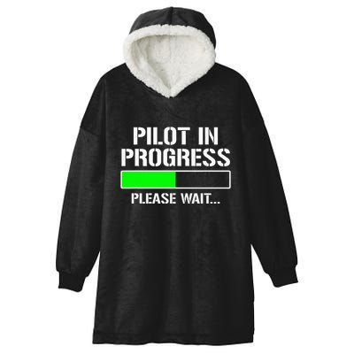 Pilot In Progress Funny Flight School Student Hooded Wearable Blanket