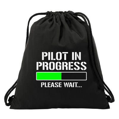 Pilot In Progress Funny Flight School Student Drawstring Bag