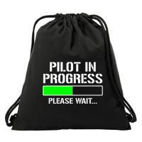 Pilot In Progress Funny Flight School Student Drawstring Bag