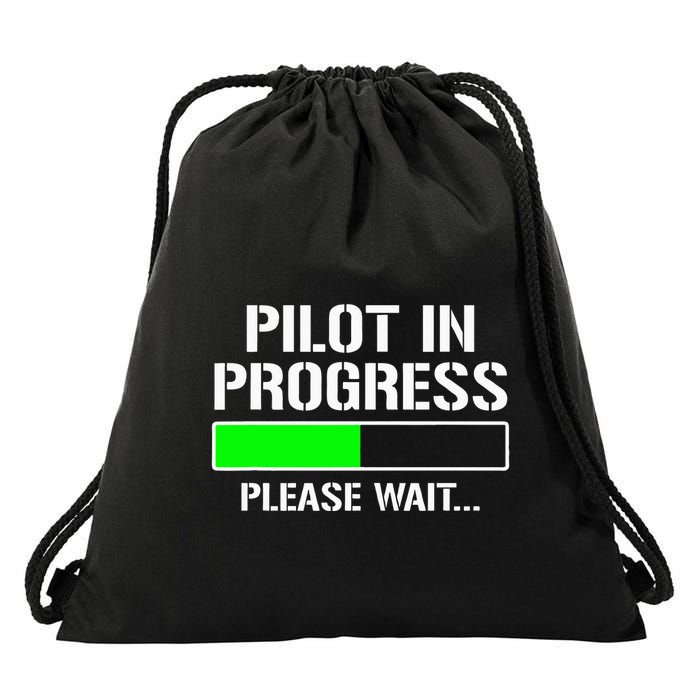 Pilot In Progress Funny Flight School Student Drawstring Bag