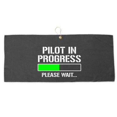 Pilot In Progress Funny Flight School Student Large Microfiber Waffle Golf Towel