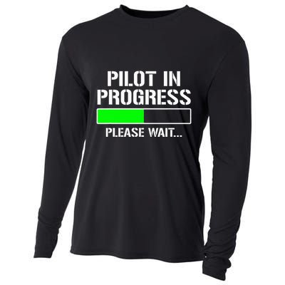 Pilot In Progress Funny Flight School Student Cooling Performance Long Sleeve Crew
