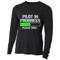 Pilot In Progress Funny Flight School Student Cooling Performance Long Sleeve Crew