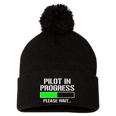 Pilot In Progress Funny Flight School Student Pom Pom 12in Knit Beanie